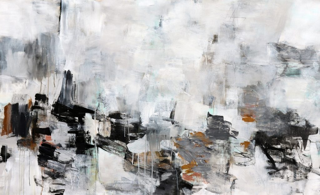 Julie Schumer What Lingers_36 X 60_ mixed media canvas