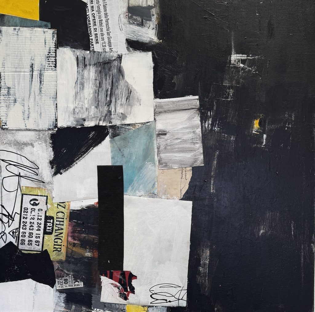 Field Fragments with Yellow_36 X 36_mixed media on canvas